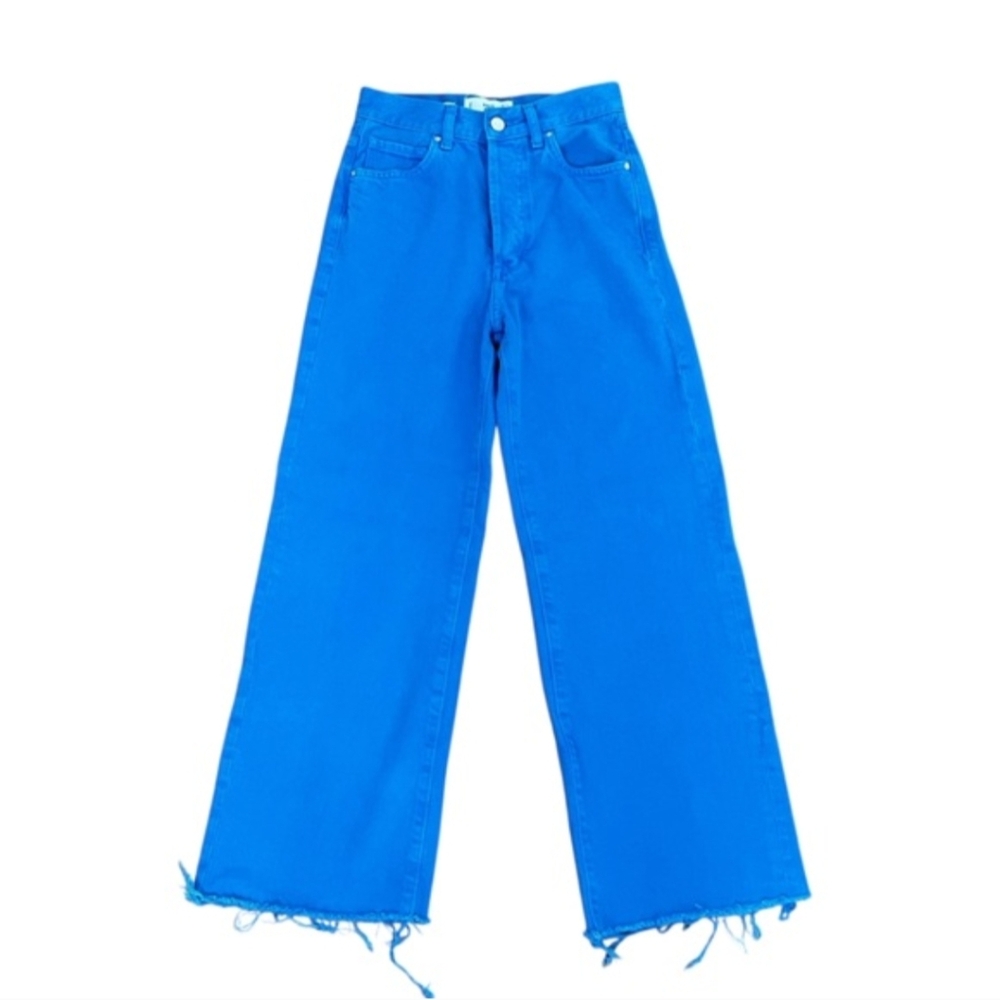 Mango Nora High Waist Wide Leg Jeans Bright Blue